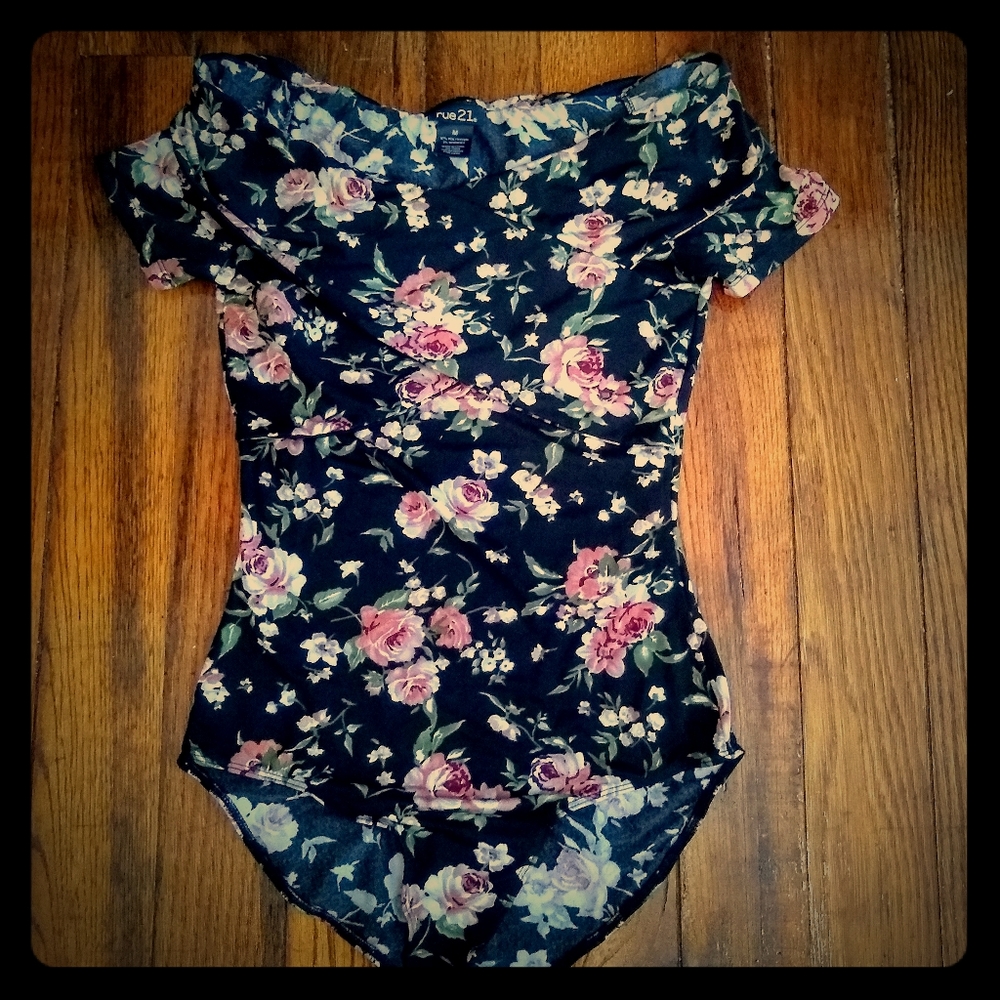 Off the shoulder floral onesie